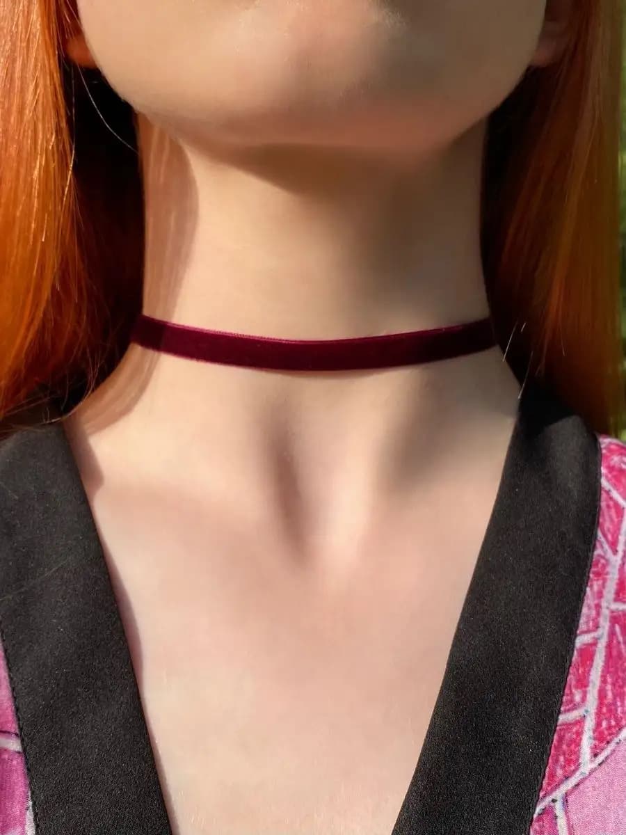 Чокер на шею бархатный черный чекер