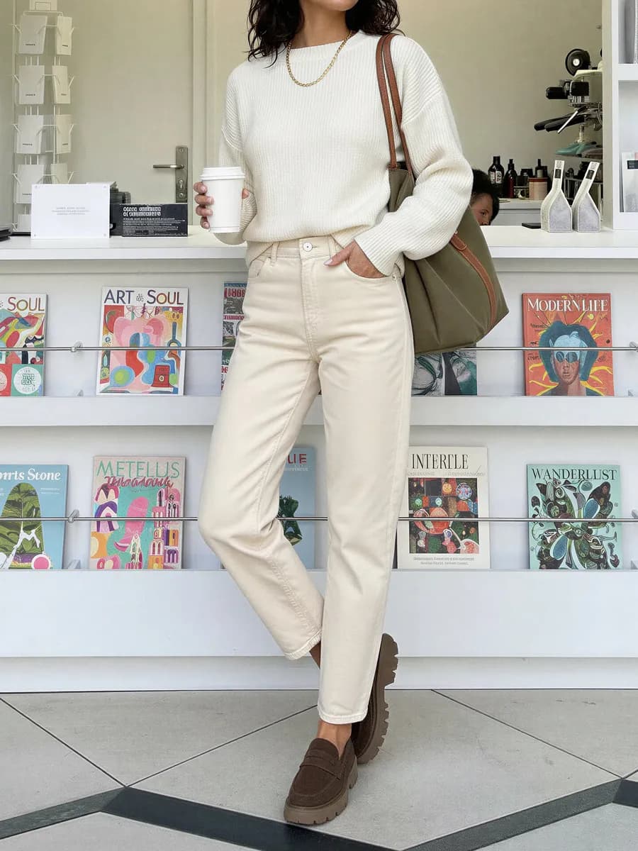 Джинсы бананы высокая посадка светлые mom