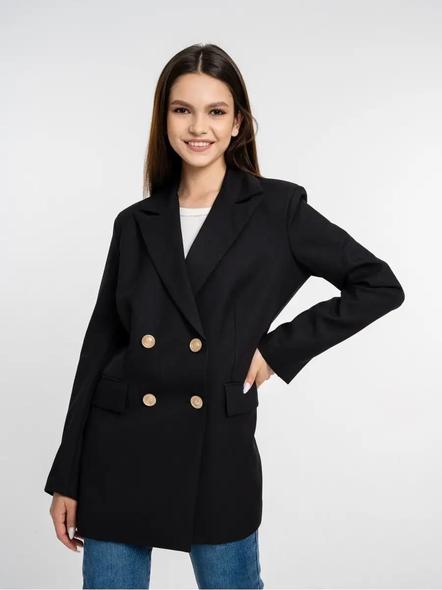 Пиджак оверсайз черный двубортный