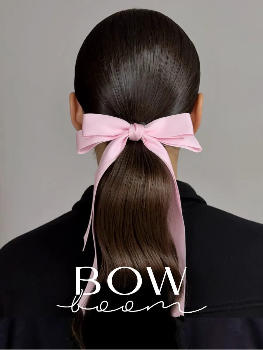 Атласный бант для волос на заколке