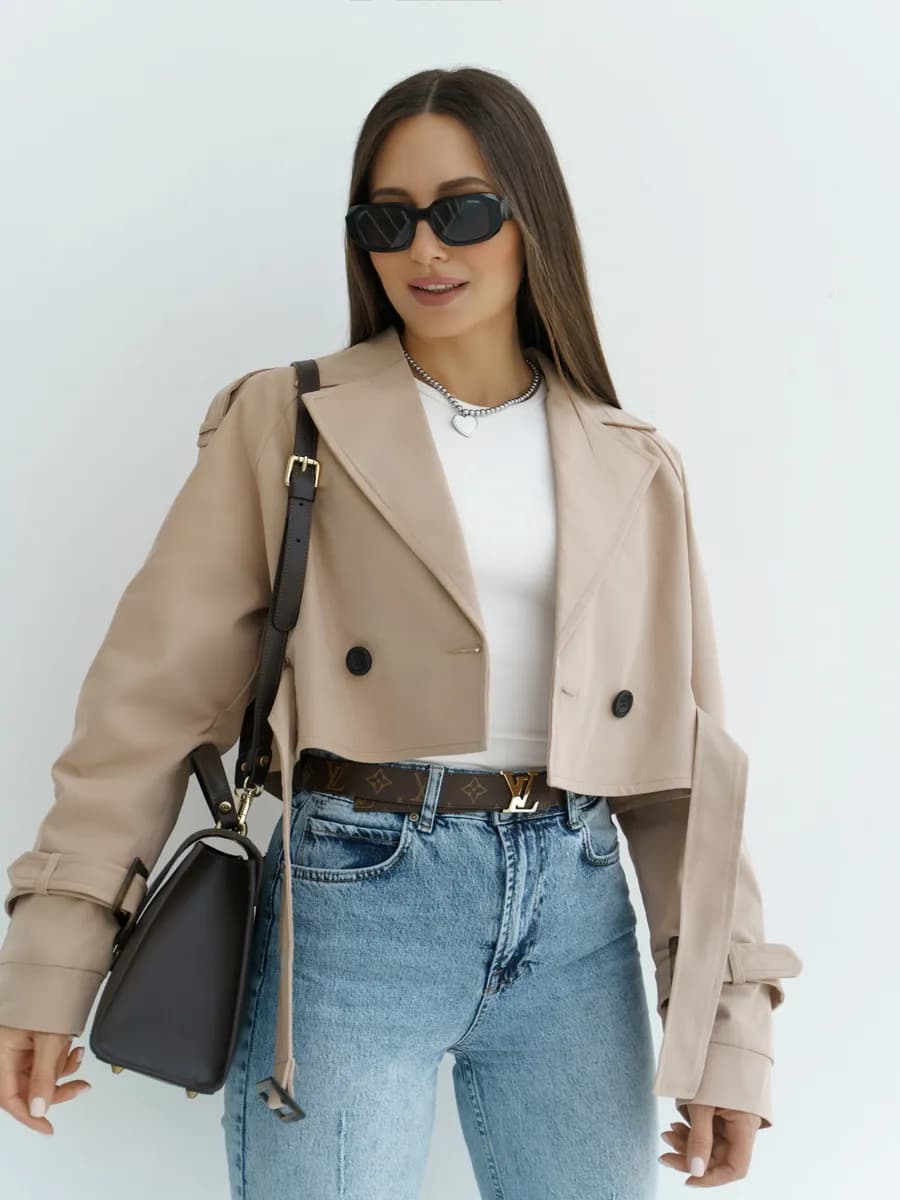 Тренч короткий плащ укороченный