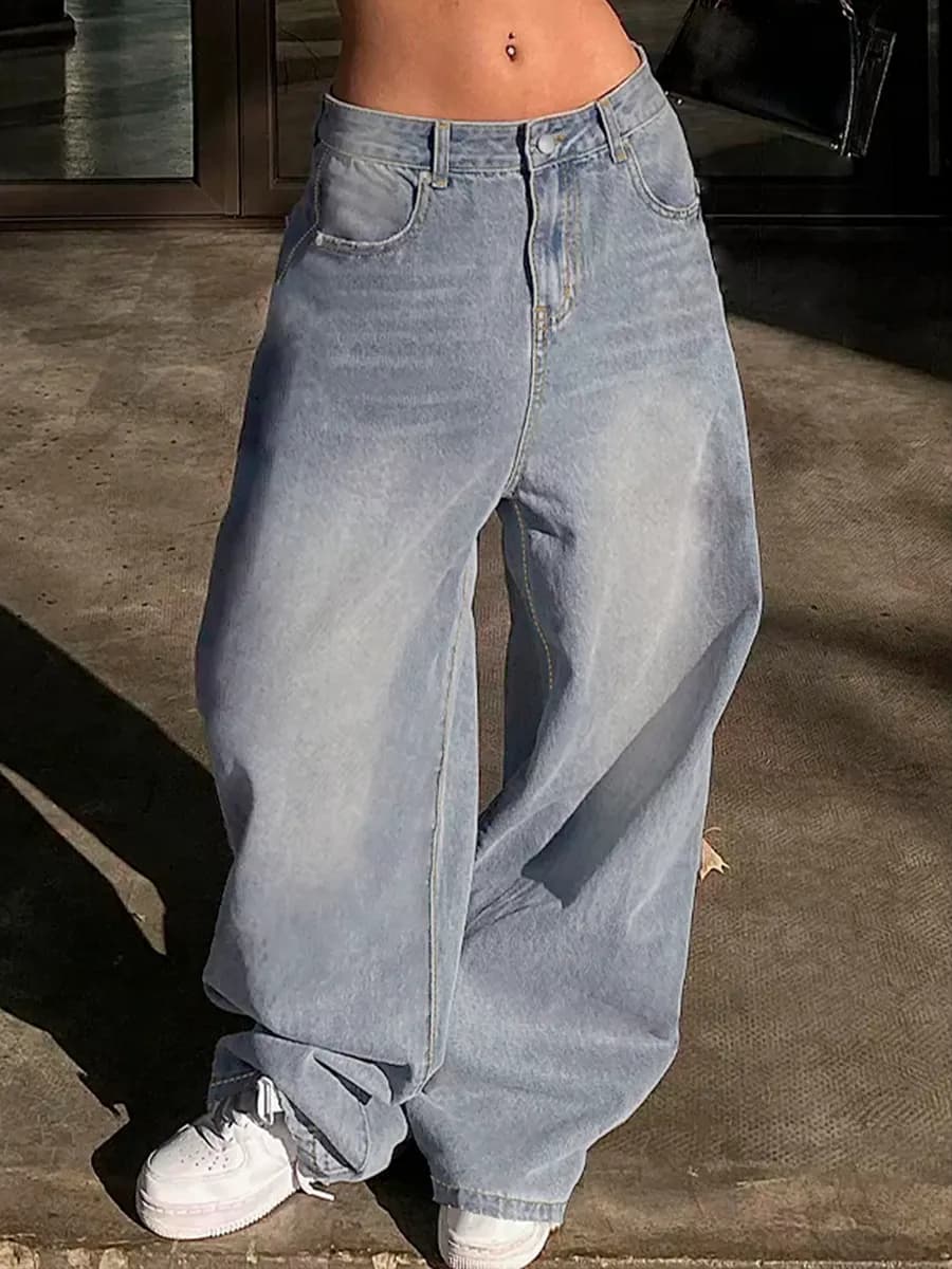 Потертые джинсы y2k широкие