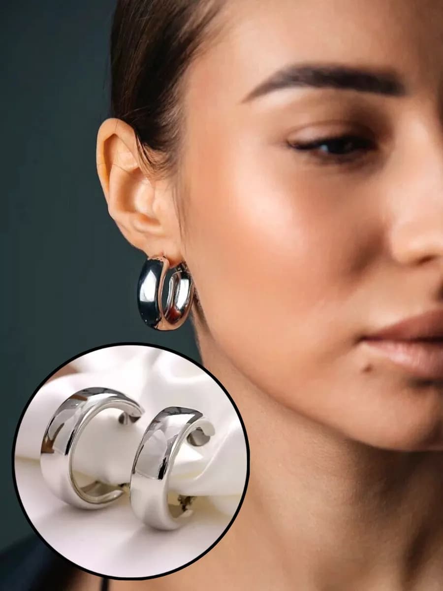 Серьги кольца широкие