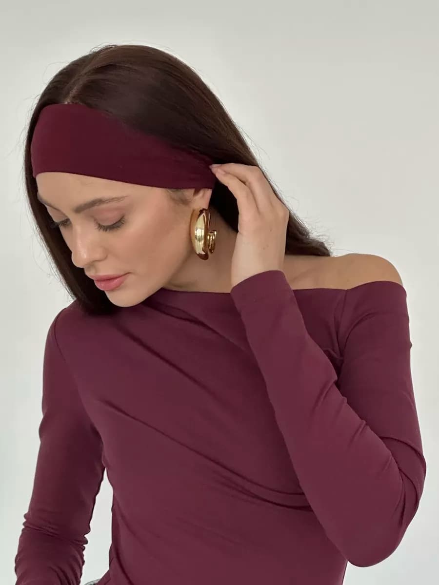 Повязка на голову бордовая