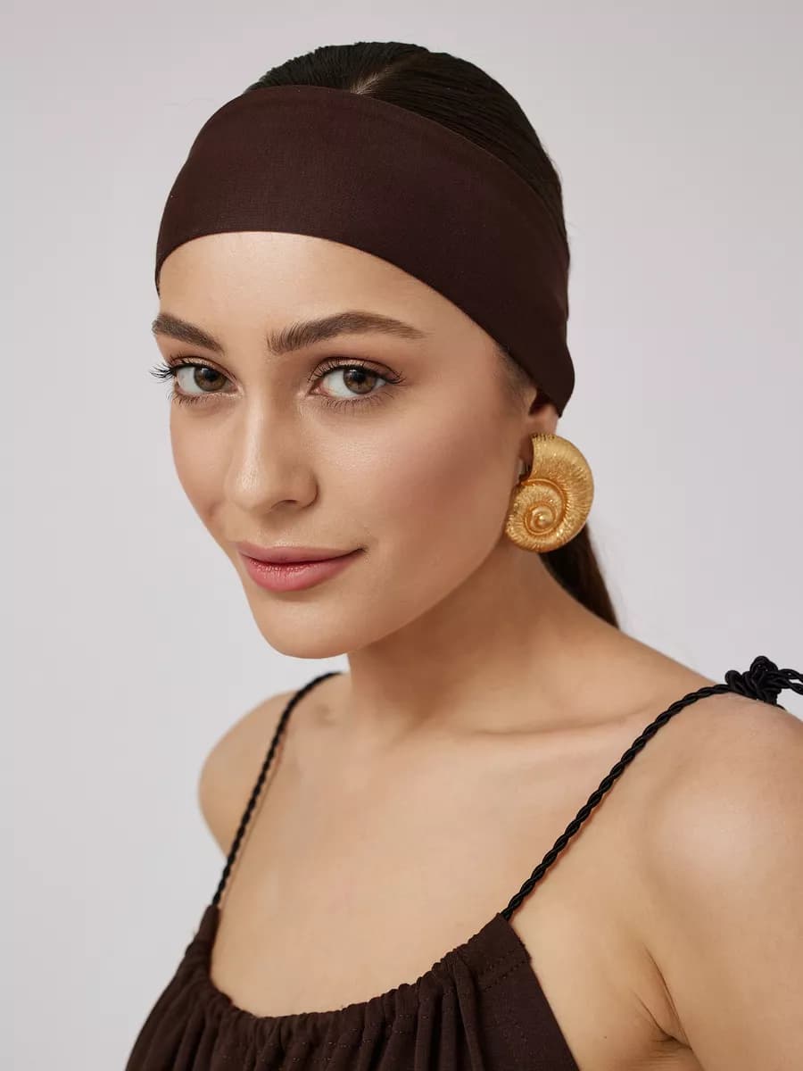 Повязка на голову коричневая