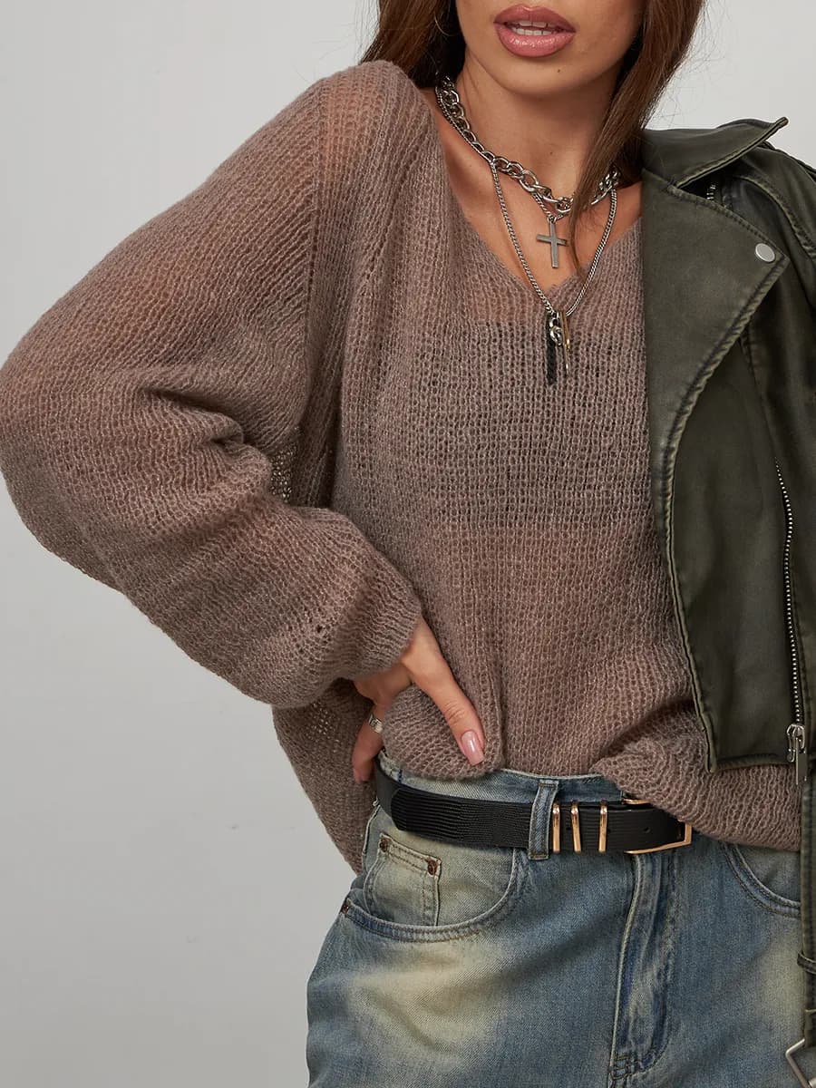 Кофта вязаная паутинка оверсайз