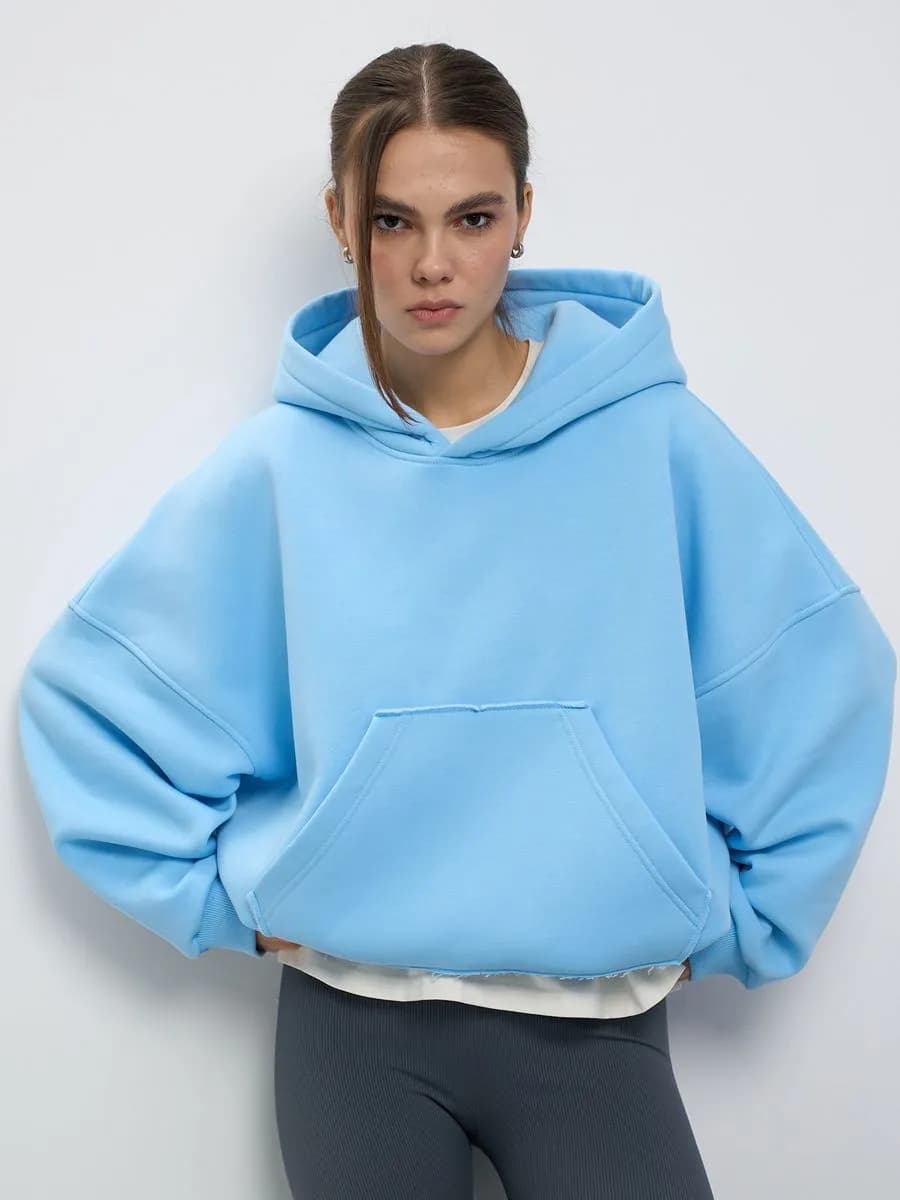 Худи кроп укороченное оверсайз с капюшоном и начесом