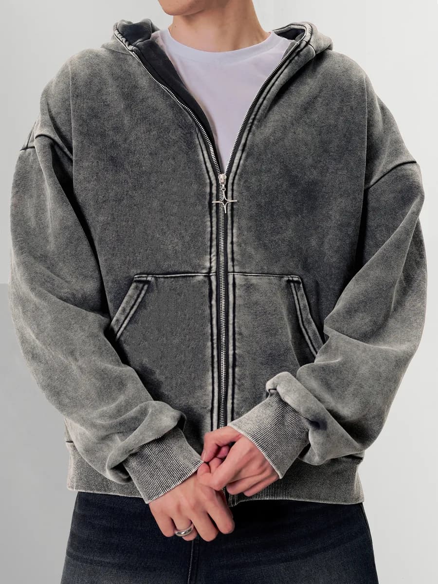 Зип худи оверсайз с начесом на молнии