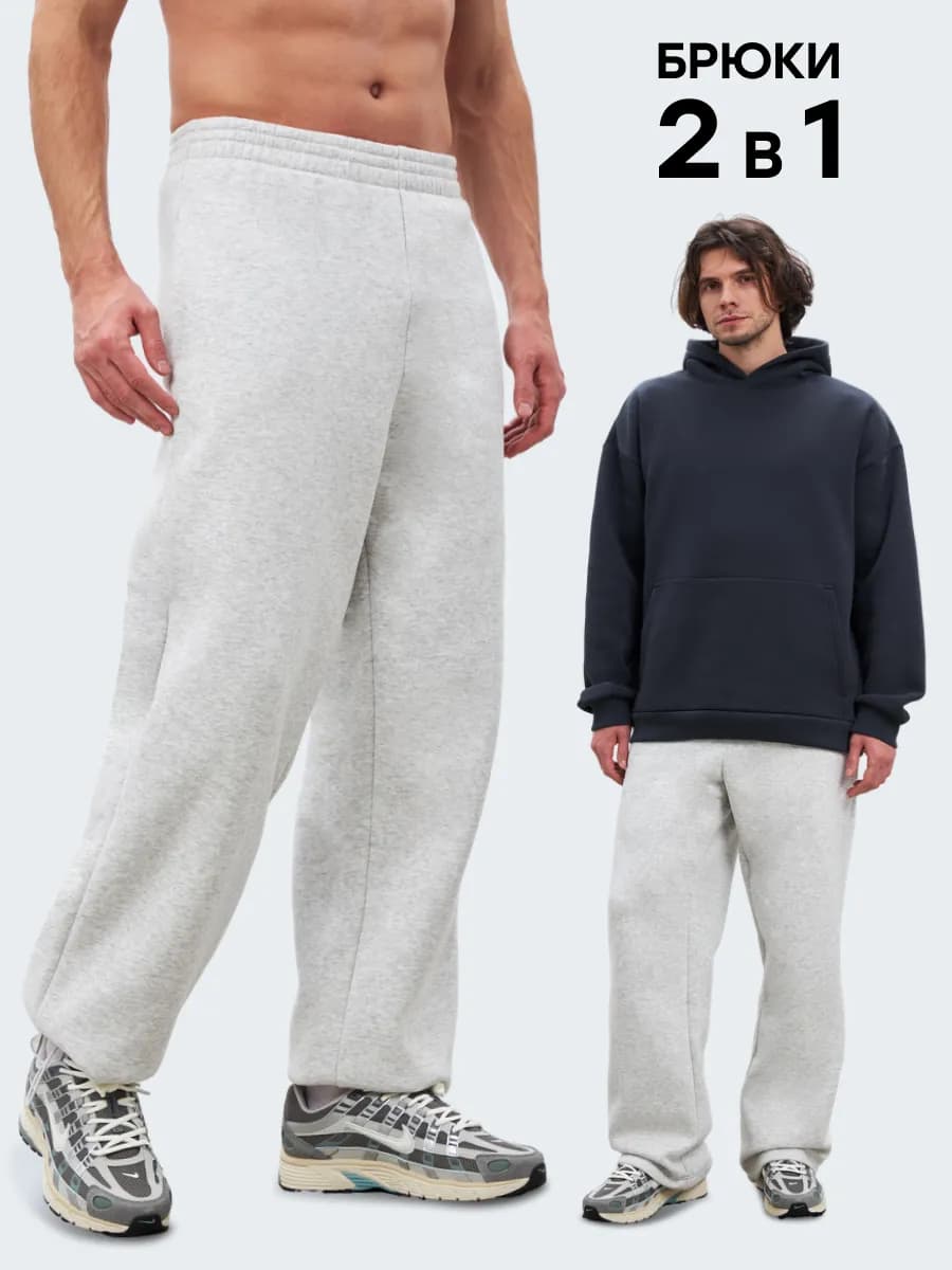 Брюки спортивные оверсайз теплые на резинке багги с начесом