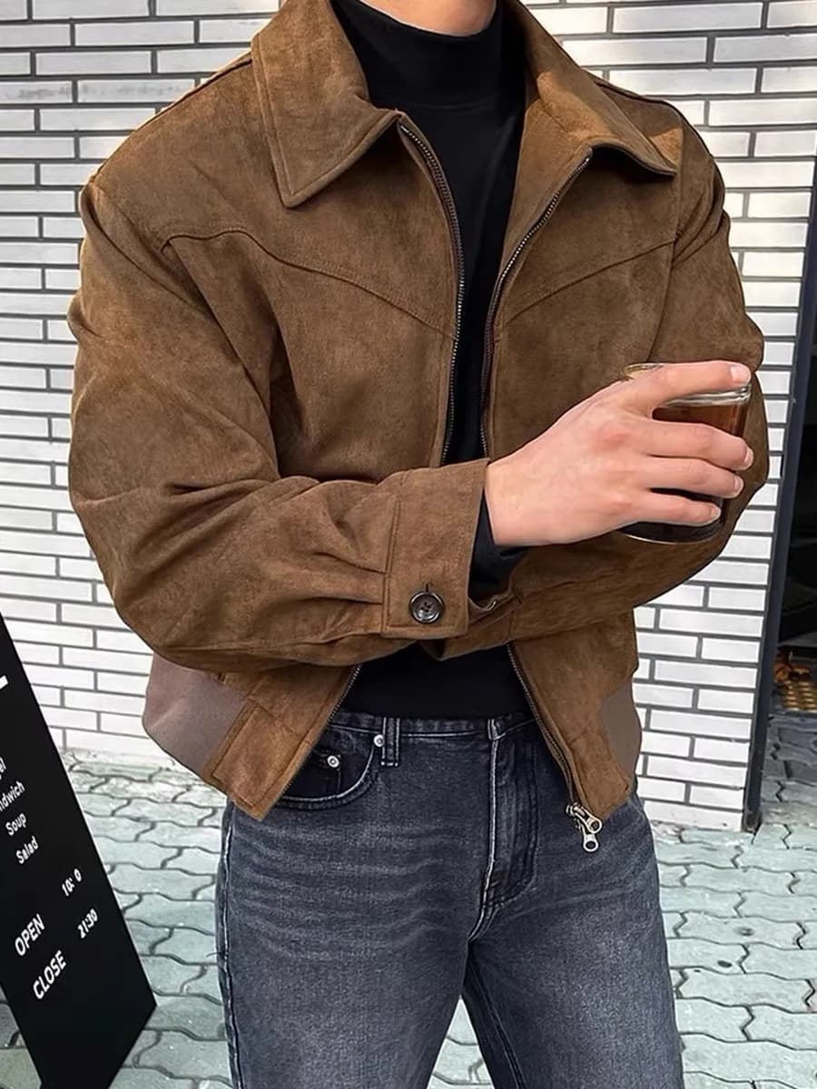 Куртка демисезонная замшевая с воротником