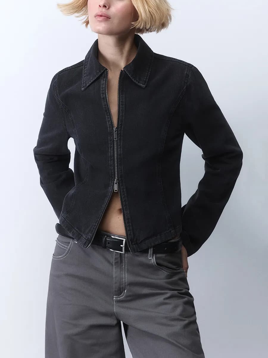 Куртка джинсовая укороченная на молнии