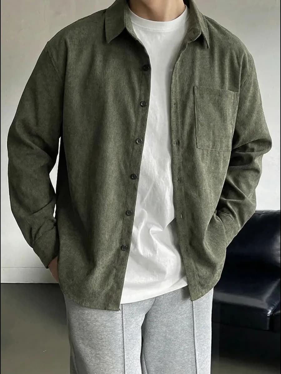 Рубашка вельветовая оверсайз с длинным рукавом