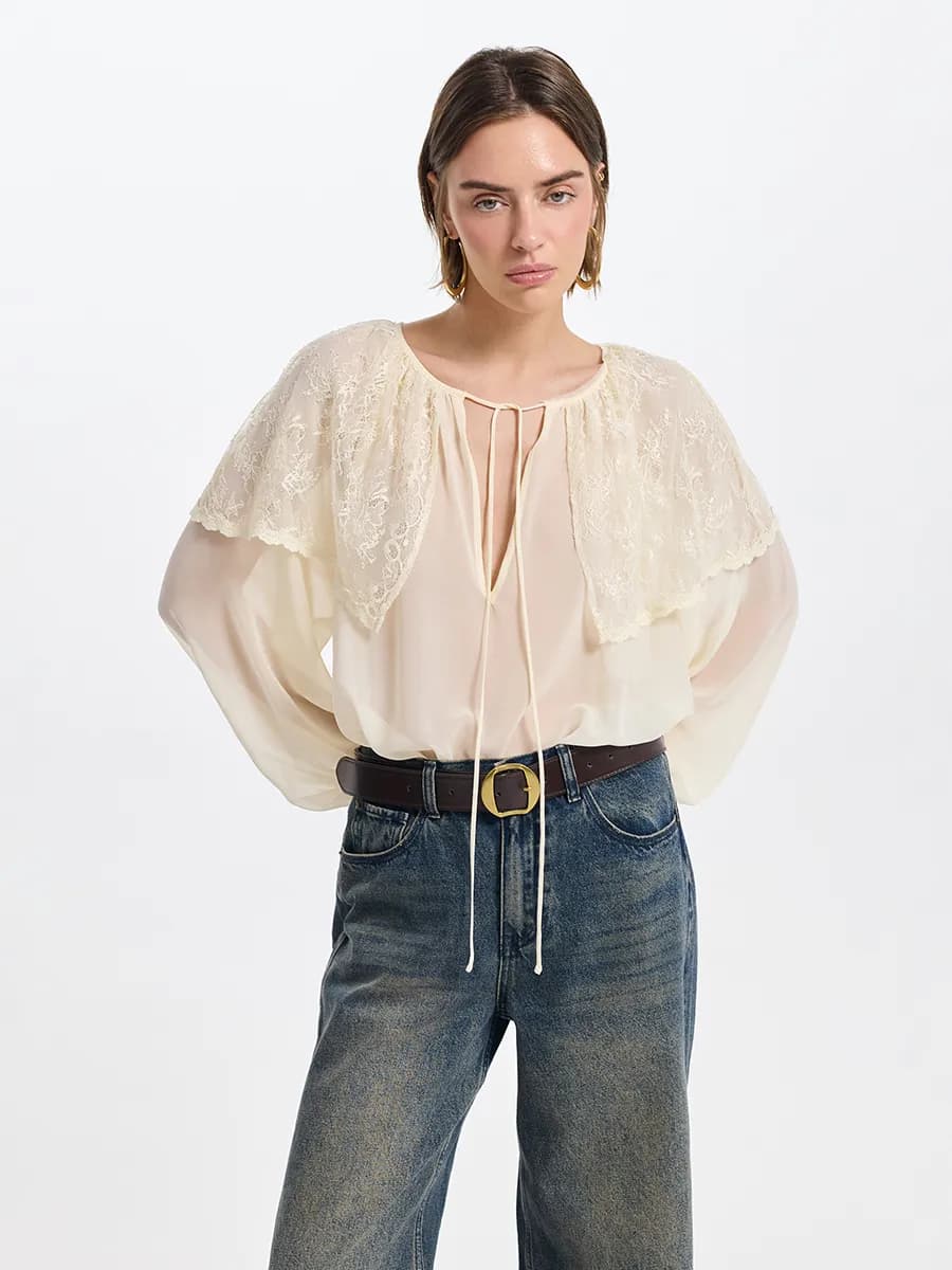 Блузка из шифона с кружевом