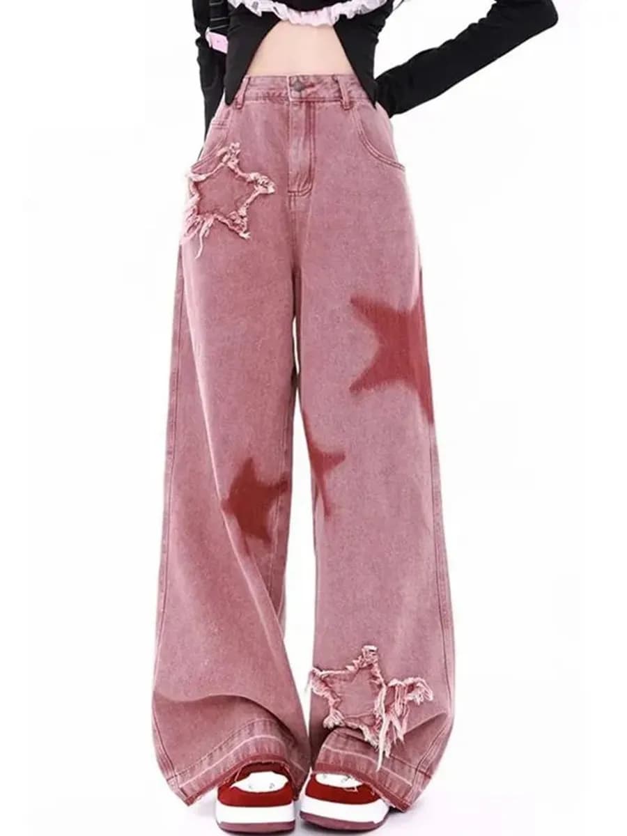 Джинсы прямые: розовый, 40 RU/XS