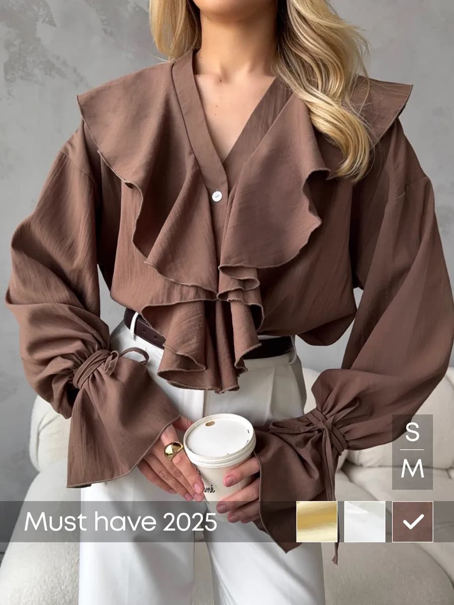 Рубашка с воланами бохо с завязками оверсайз