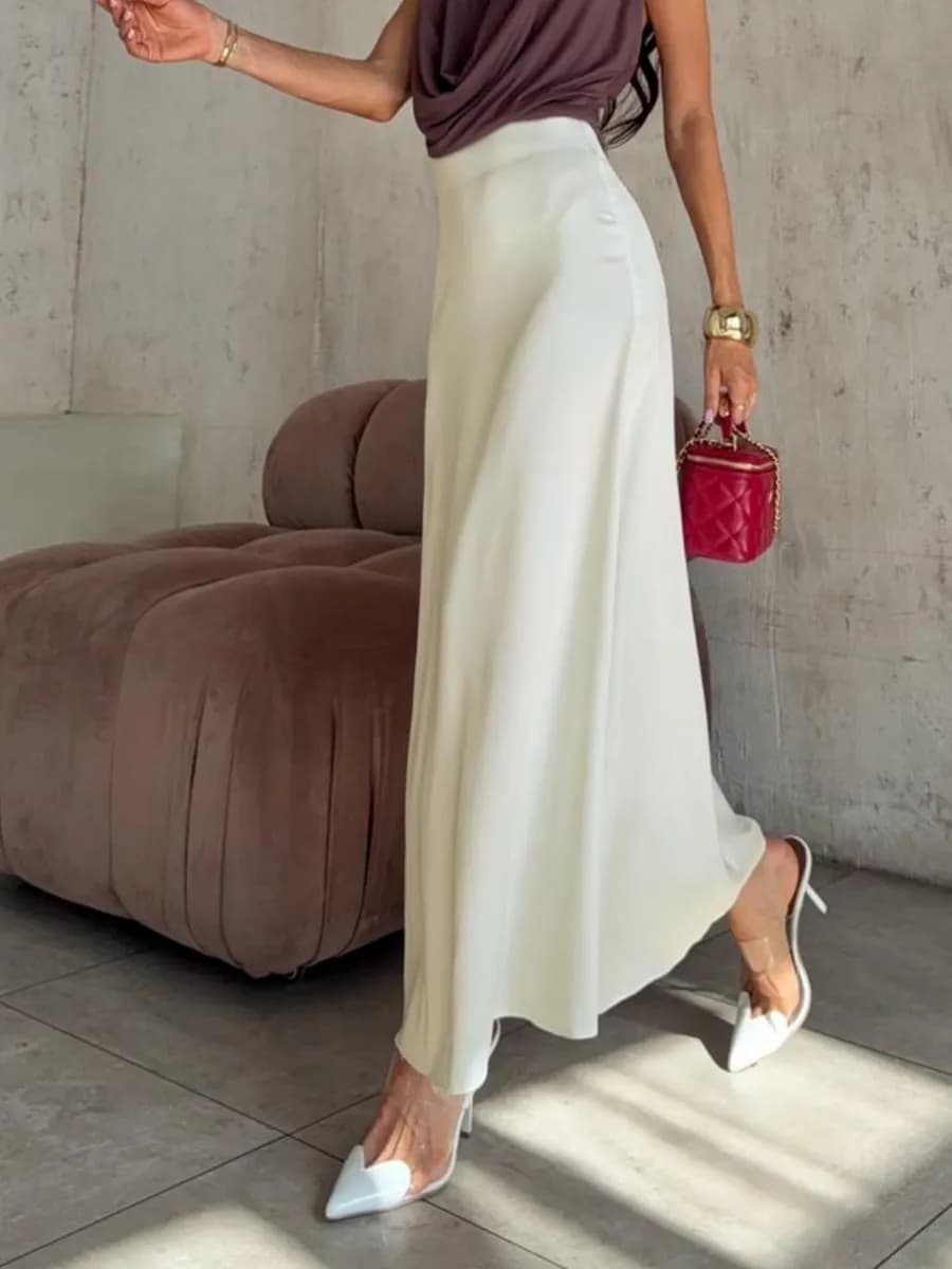 Юбка атласная макси длинная в пол