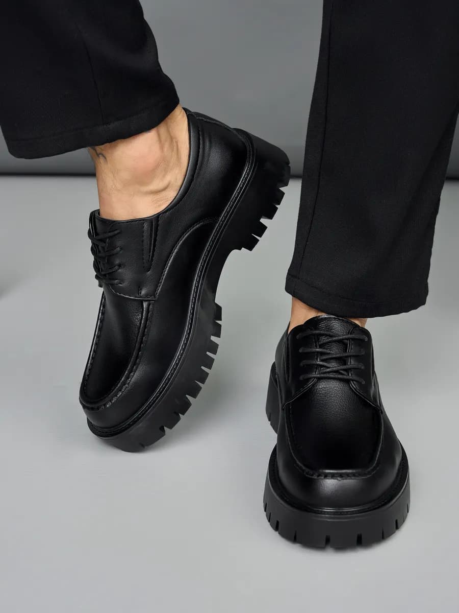 Туфли мужские из кожи на высокой подошве