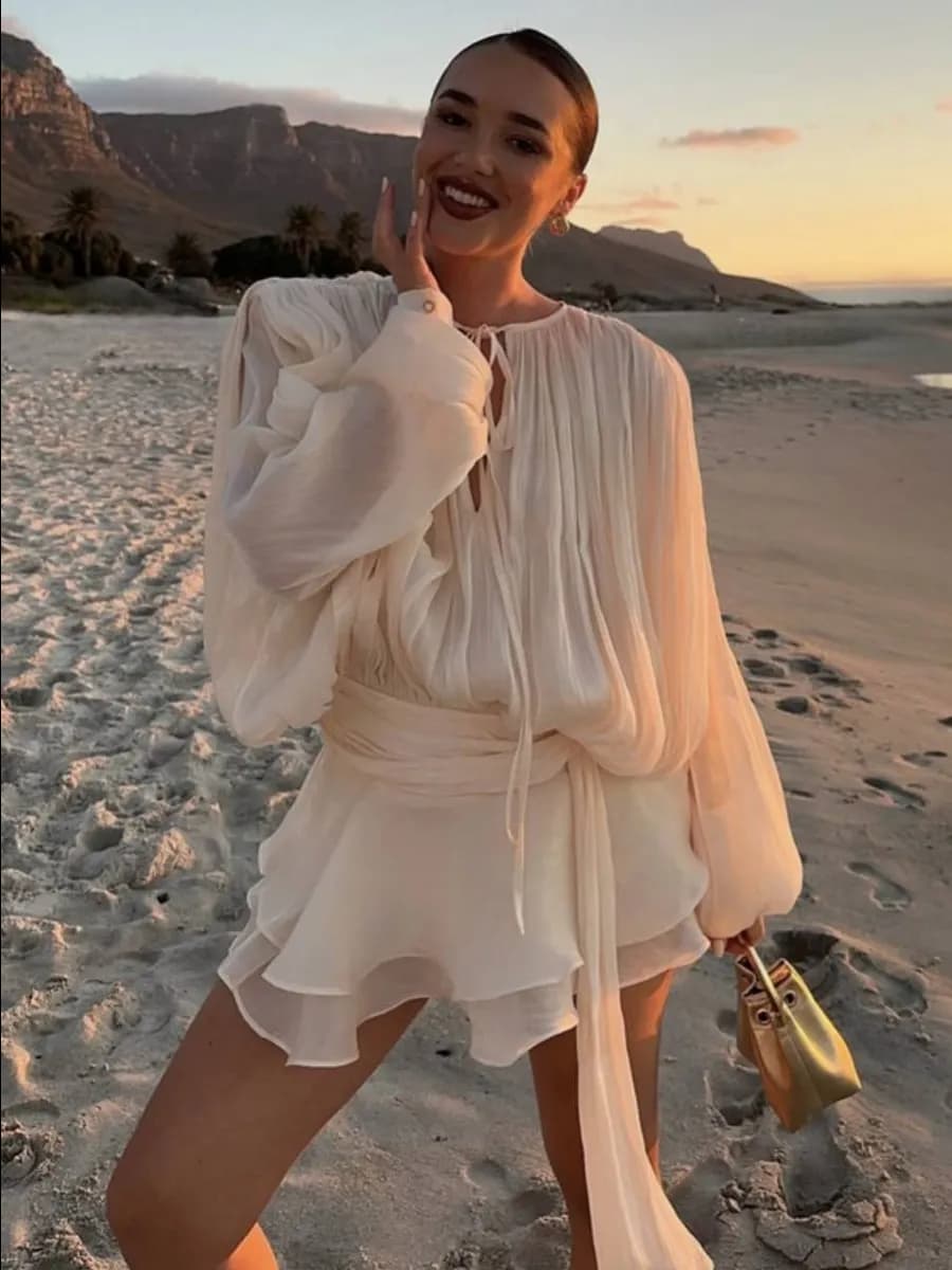 Мини платье с воланами