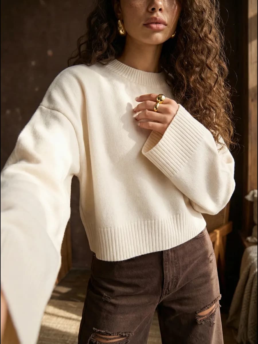 Свитер оверсайз с широкими рукавами