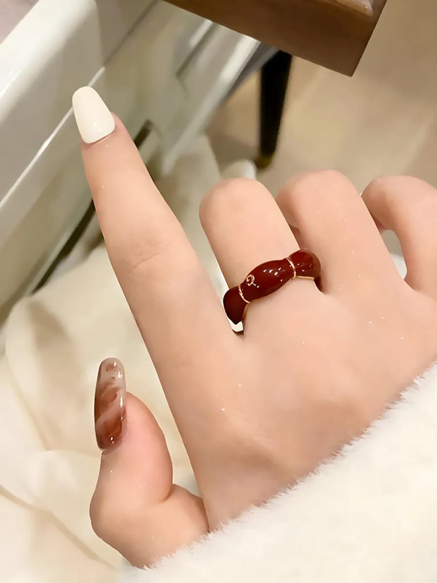 Разъемное регулируемое классическое кольцо Wine Bamboo