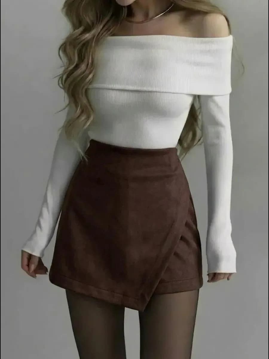 Юбка шорты замшевая мини короткая