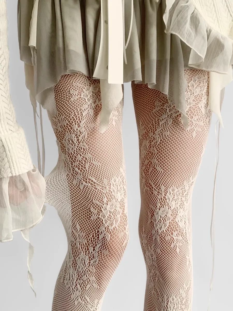 Кружевные колготки ажурные с узором