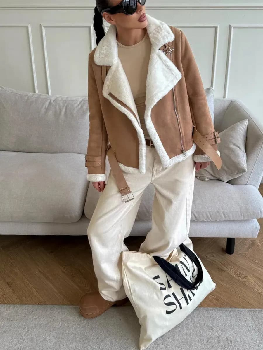 Дубленка авиатор короткая демисезонная осень-зима