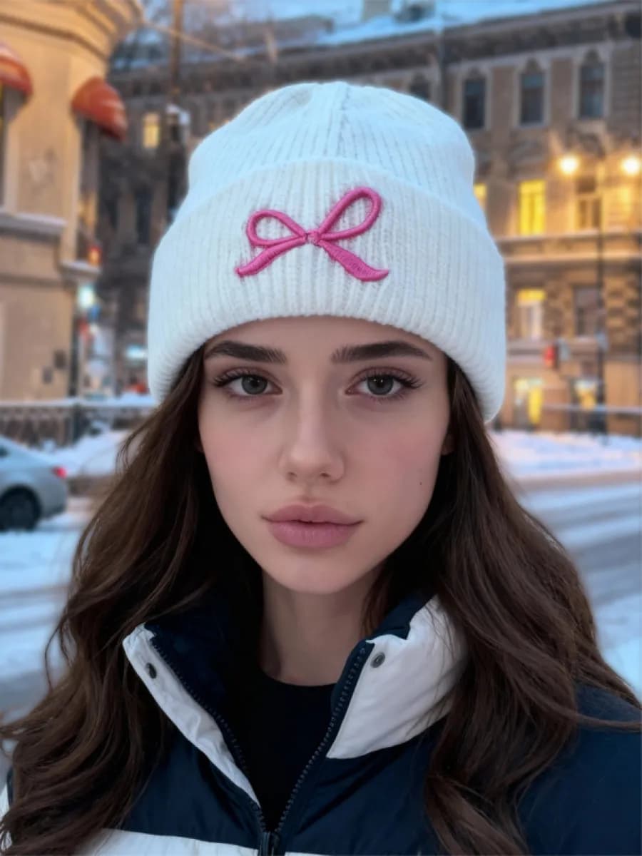 Шапка зимняя с бантиком