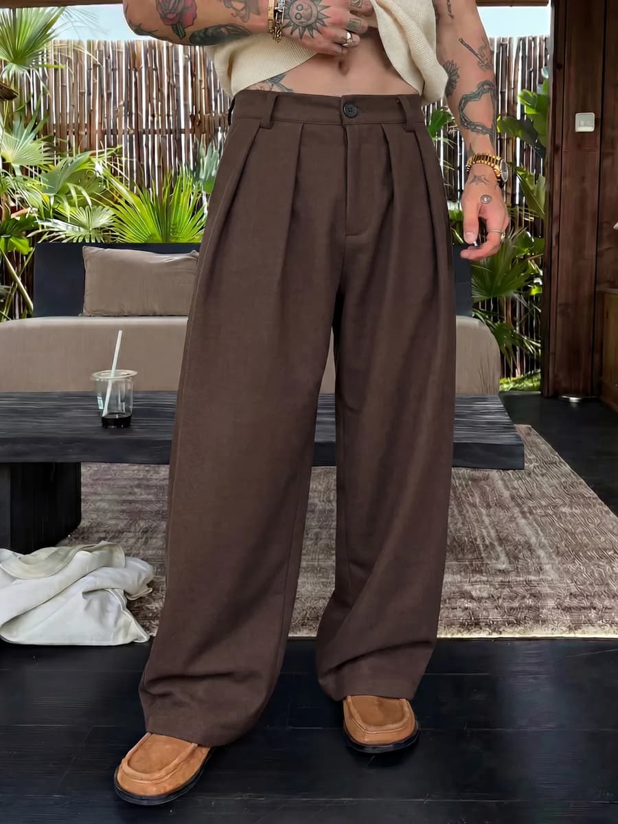 Брюки прямые оверсайз с полууэластичным поясом