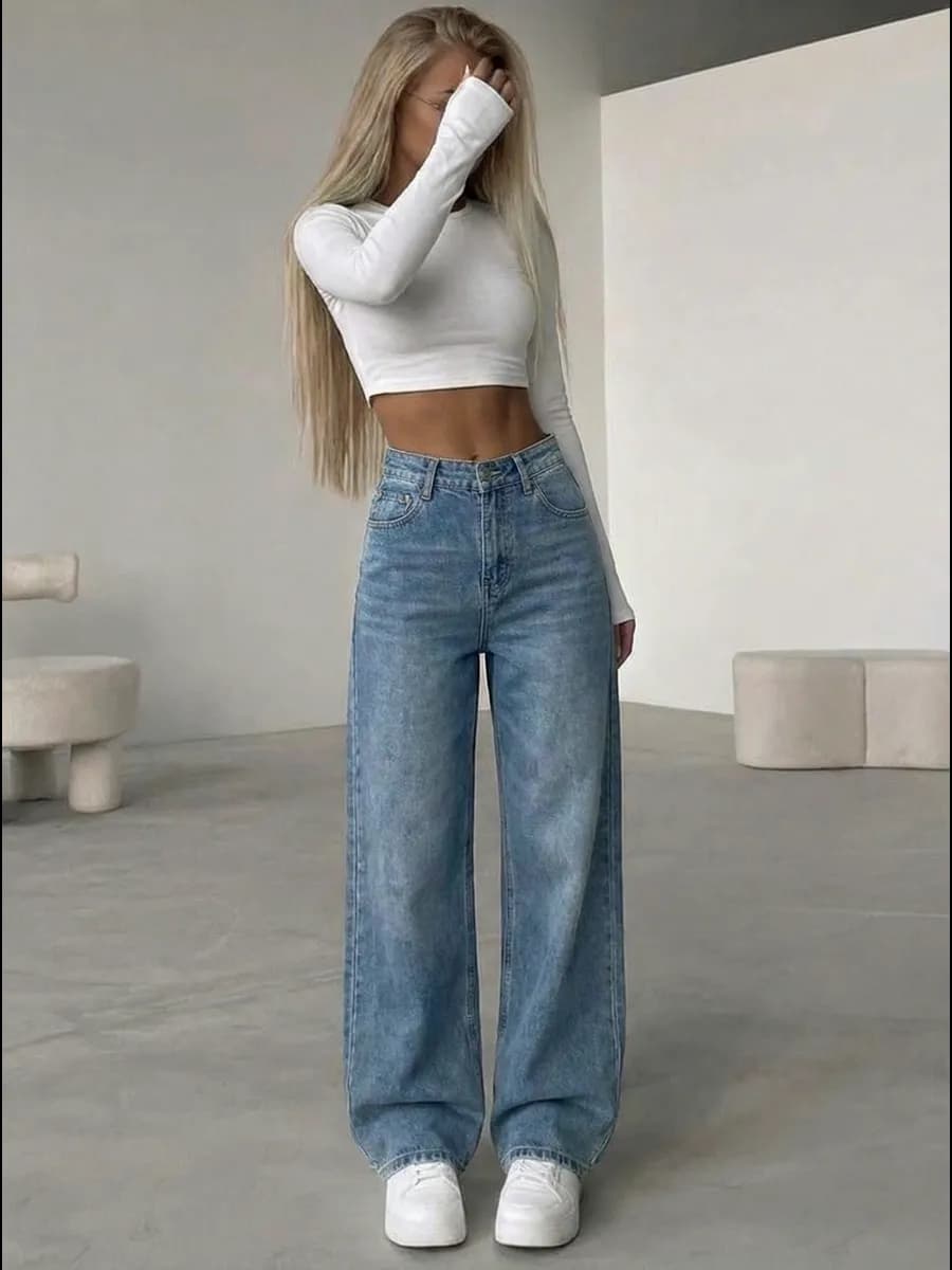 Джинсы широкие багги