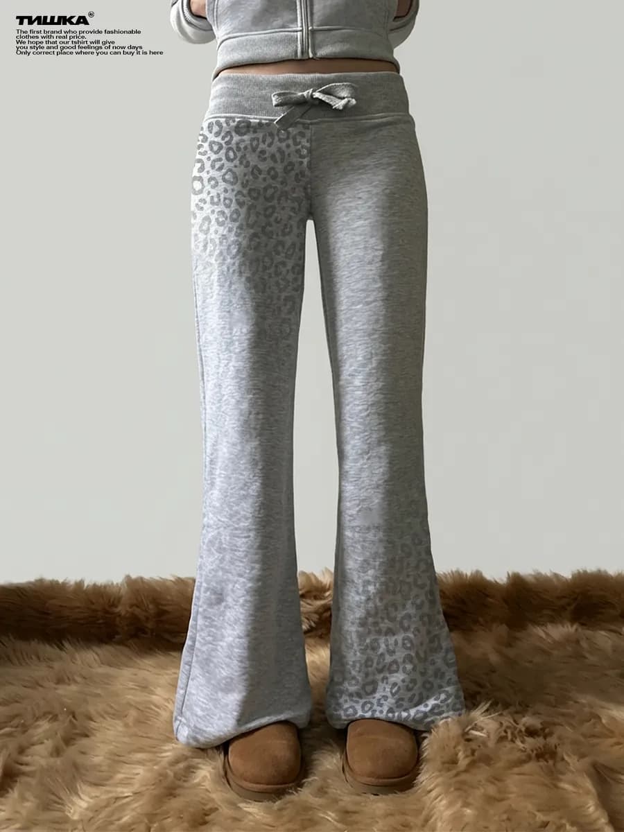 Спортивные штаны трубы с леопардовым принтом swag