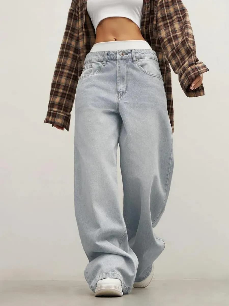 Джинсы широкие прямые багги