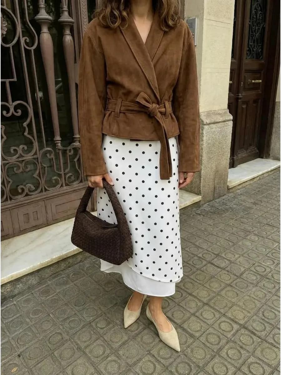 Юбка офисная миди вечерняя в горошек нарядная вечерняя