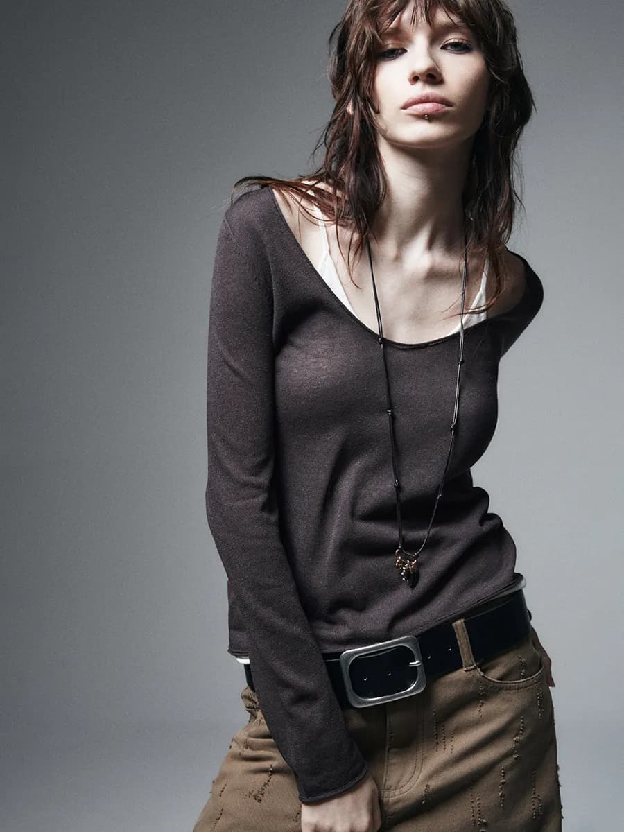 Джемпер вязаный с имитацией второго слоя