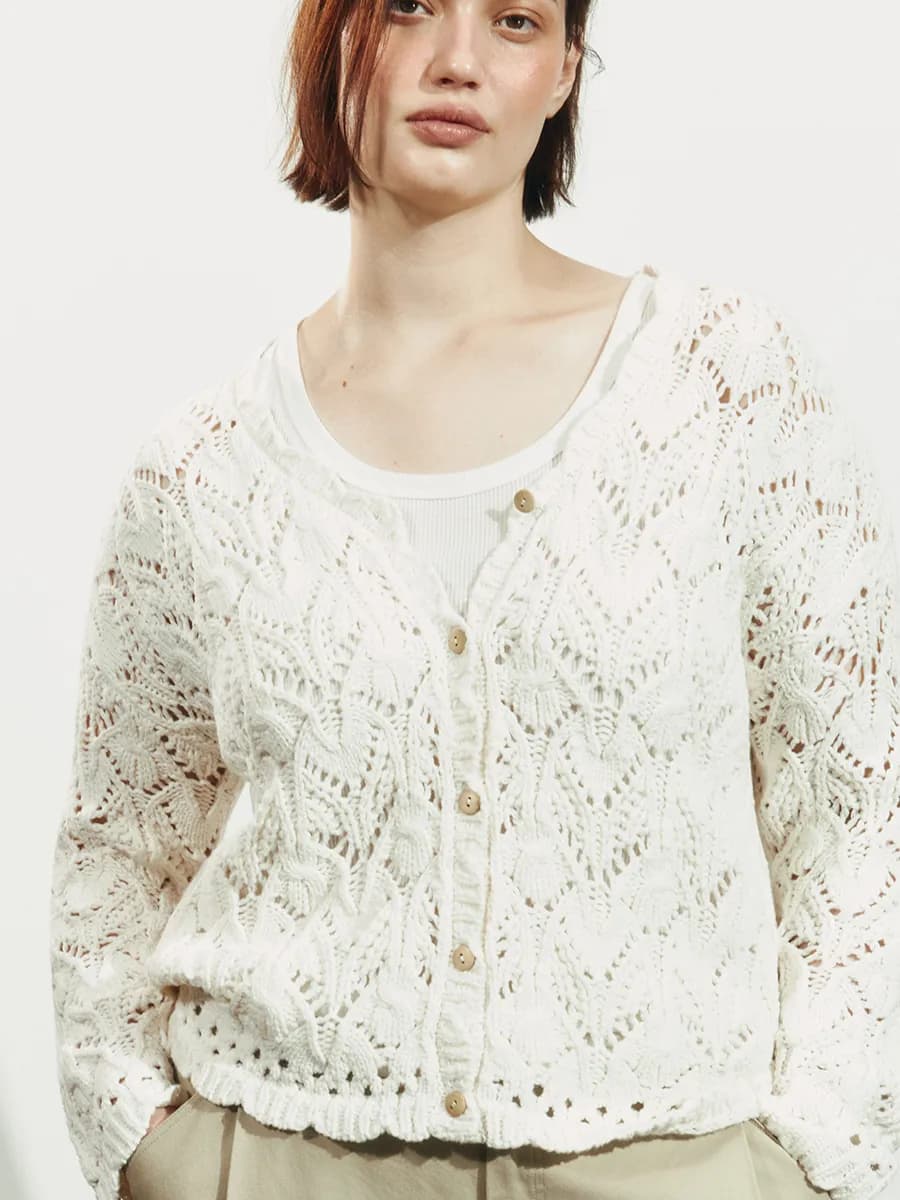 Кардиган крупной вязки ажурный