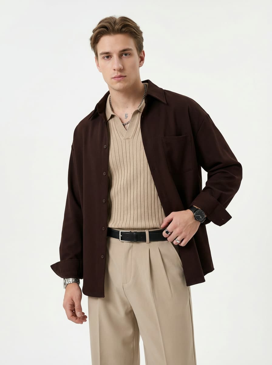 Стильный мужской лук Old Money: рубашка, поло и широкие брюк — Минимализм | Во! стиле