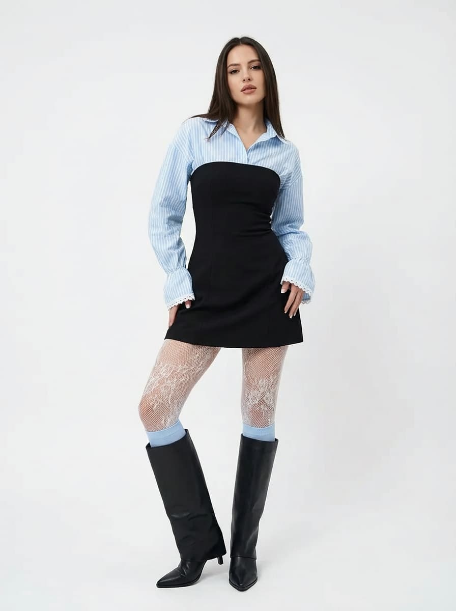 Дерзкий образ: платье-корсет и рубашка в полоску — Streetwear | Во! стиле