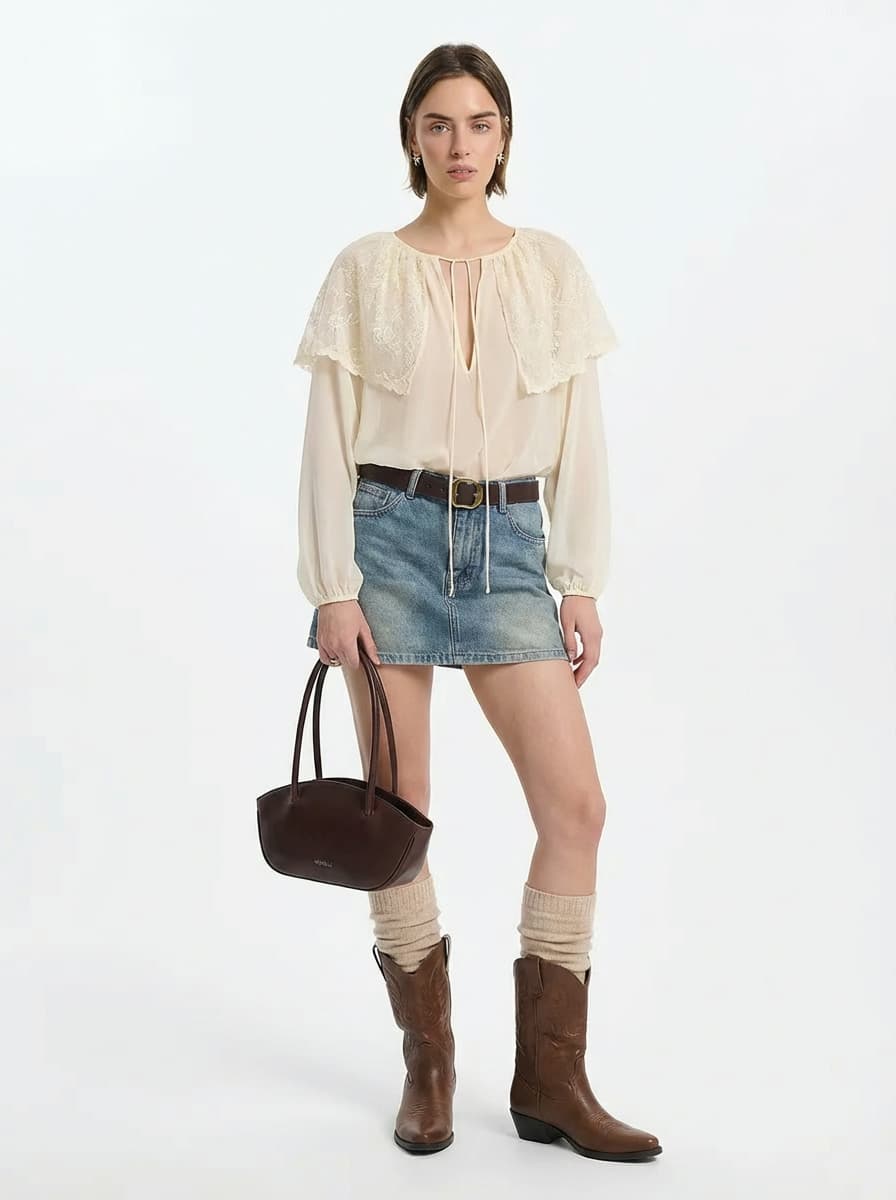 Образ в стиле бохо-шик с казаками и кружевной блузкой — Streetwear | Во! стиле