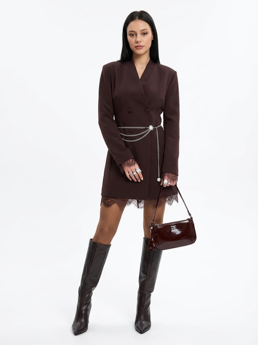 Вечерний образ с платьем-пиджаком и кружевом — Вечерний | Во! стиле