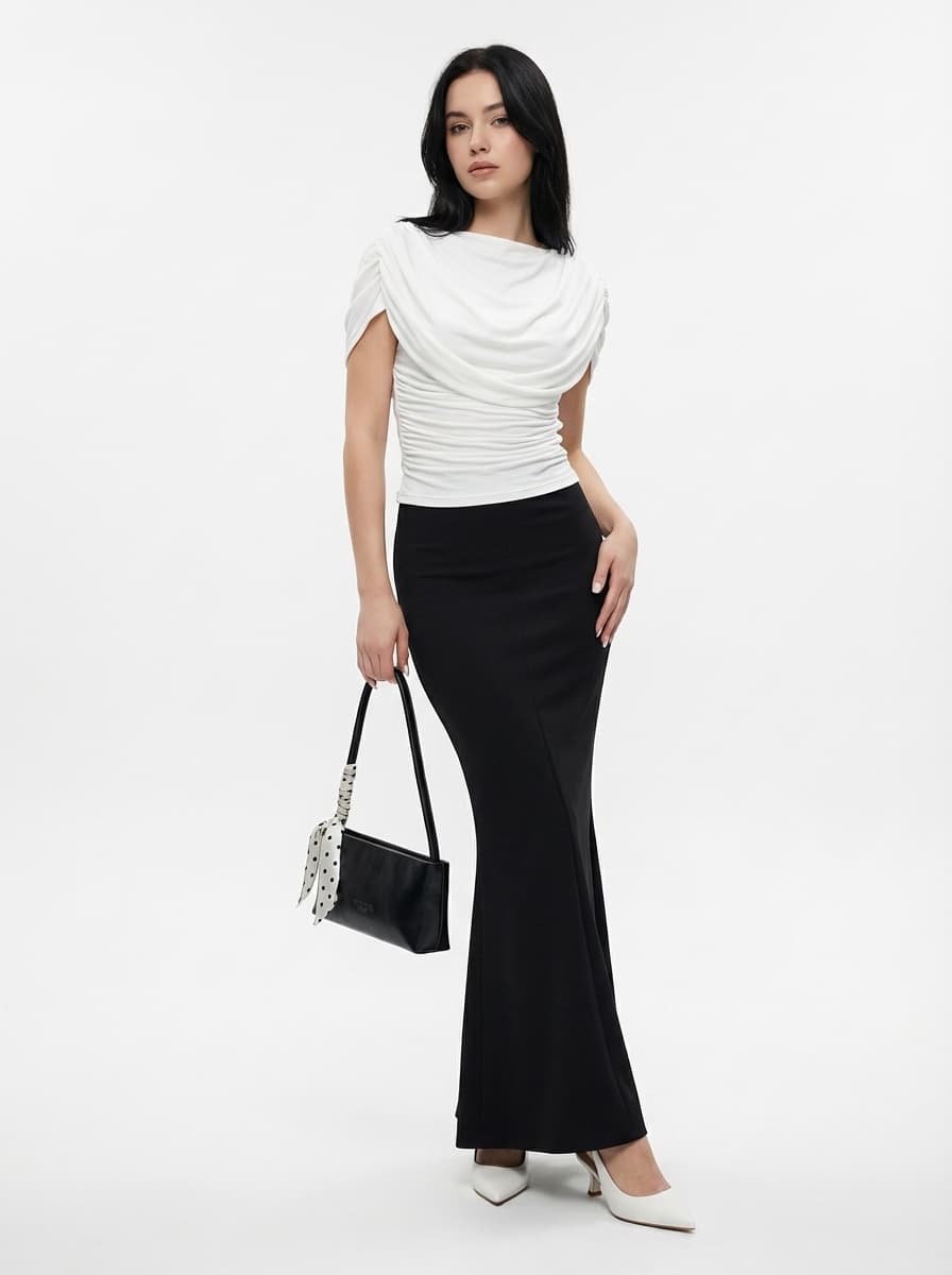 Элегантный вечерний образ с топом-кейпом и юбкой годе — Вечерний | Во! стиле