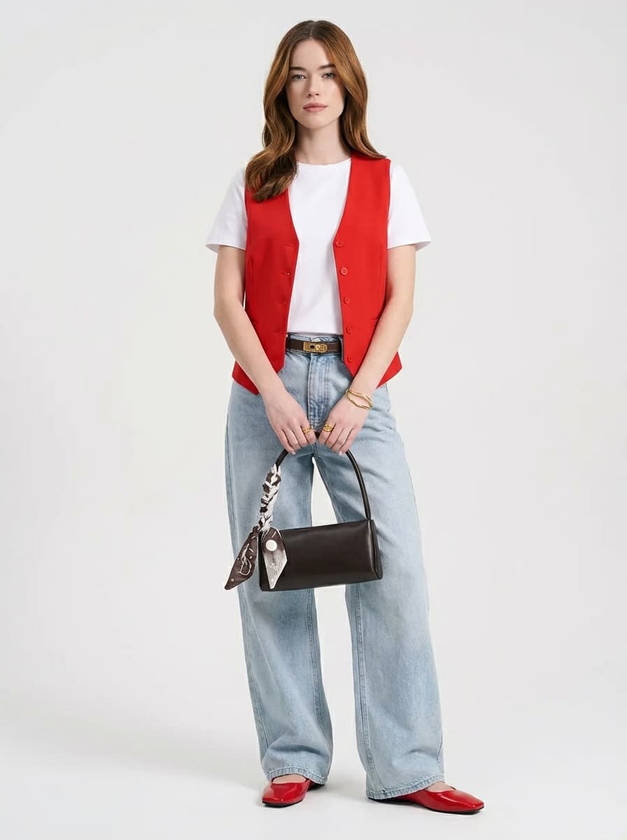 Трендовый образ: классический жилет и широкие джинсы — Casual | Во! стиле