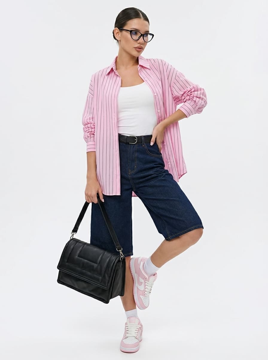 Стильный образ в школу: розовая рубашка и шорты багги — Streetwear | Во! стиле