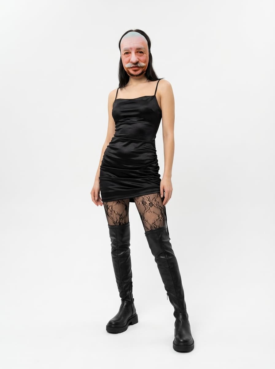 Эпатажный вечерний лук с маской Якубовича и ботфортами — Вечерний | Во! стиле