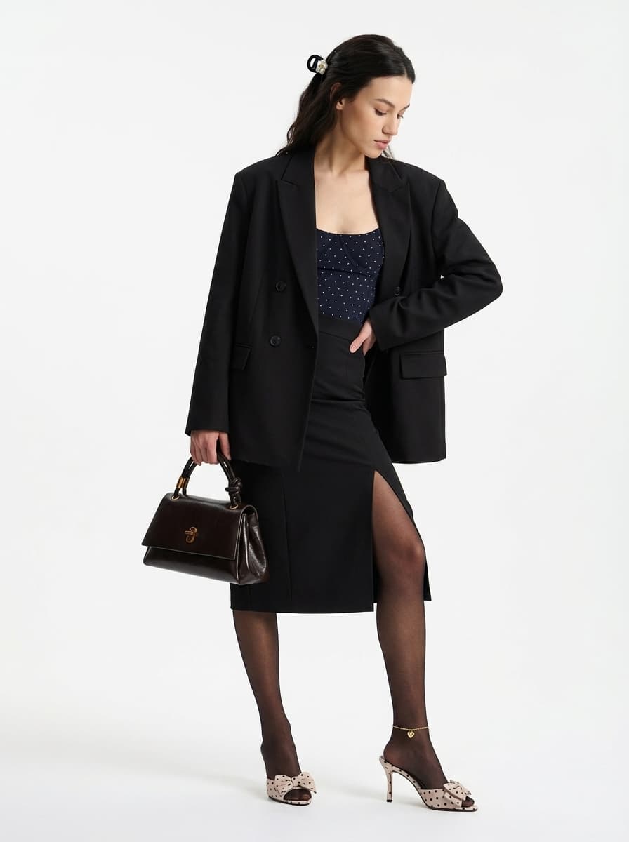 Элегантный деловой образ с юбкой миди и жакетом — Деловой | Во! стиле
