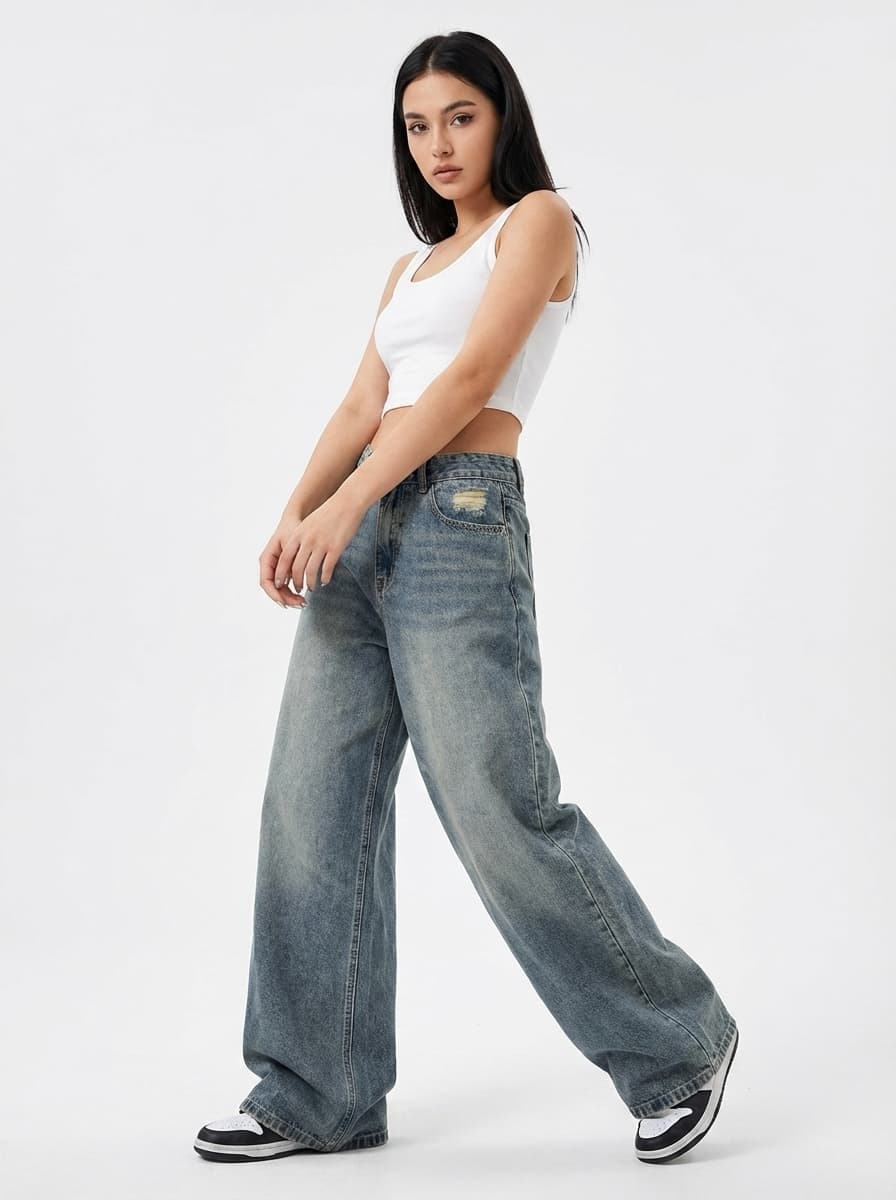 Образ в стиле Y2K: гоночная куртка и широкие багги джинсы — Streetwear | Во! стиле