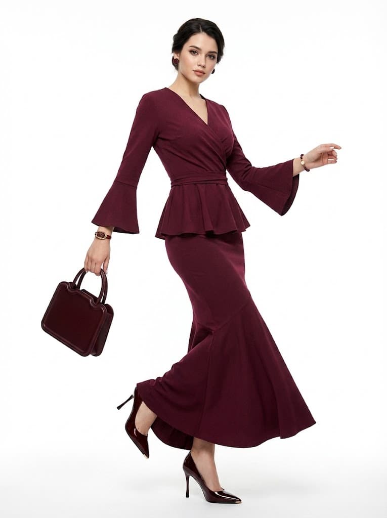 Малиновый вечерний образ с костюмом и туфлями — Вечерний | Во! стиле