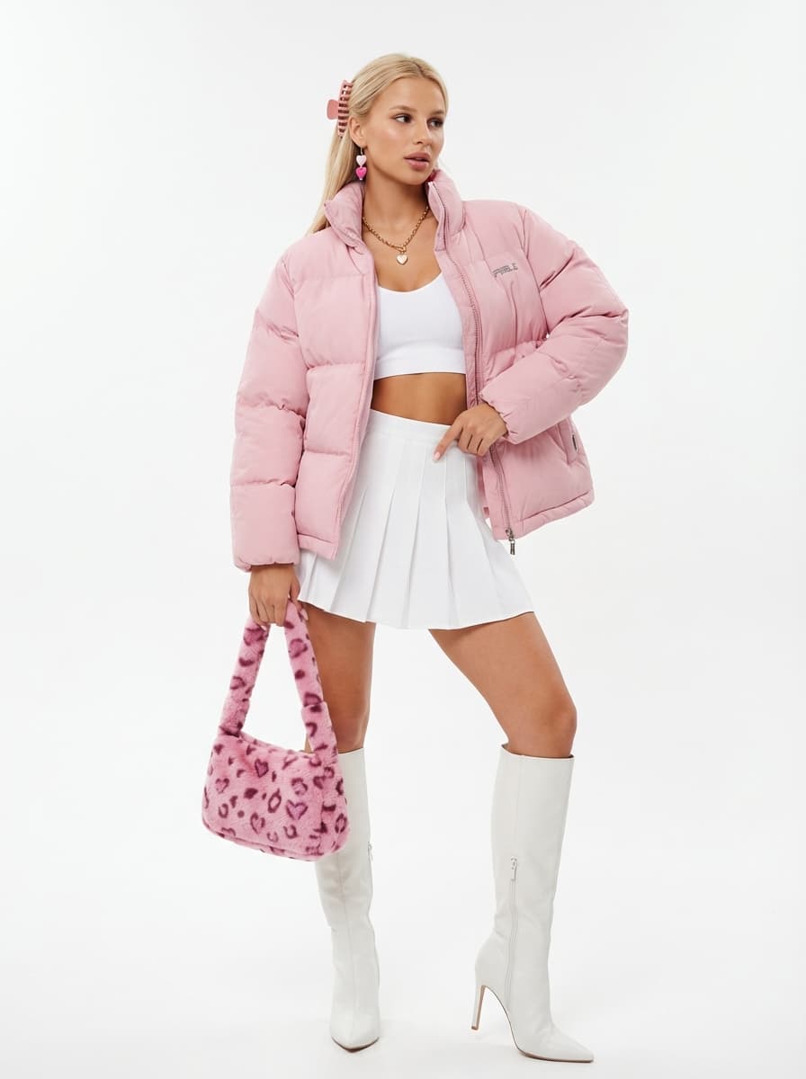 Розовый образ с пуховиком Feelz и теннисной юбкой — Streetwear | Во! стиле